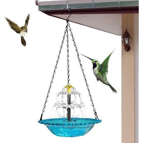 Fontaine à oiseaux - Attire les oiseaux - Alimentation solaire - 46 x 235 x 235 cm - Bleu (1/5)