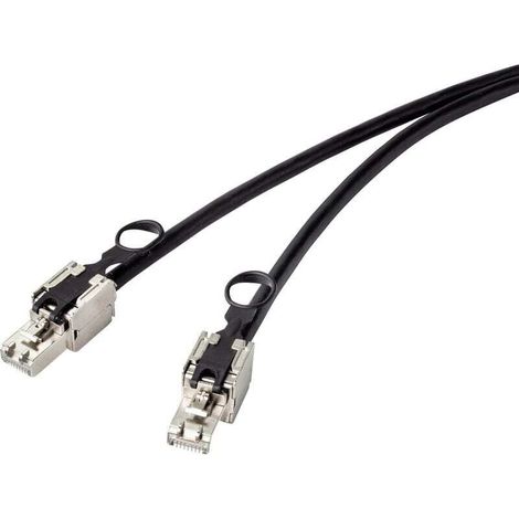 Câble réseau RJ45 CAT 6a S/FTP noir 0,5 m avec anneau de déverrouillage – 1 pièce (1/4)