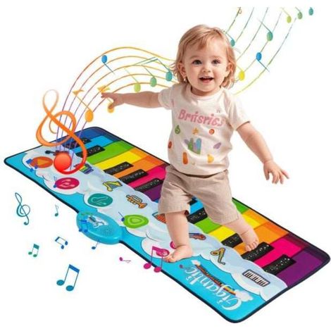 24 touches et 8 sons, tapis piano musical enfant, éveil à la musique, pliable et antidérapant (1/5)