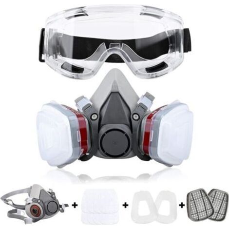 Respirateur réutilisable Demi-masque 6200 Masque à gaz Protection respiratoire Respirateurs avec lunettes de sécurité pour peinture Soudage (1/5)
