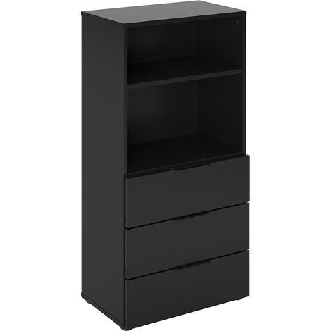 Meuble de rangement contemporain 90 cm noir satiné Beja (1/5)