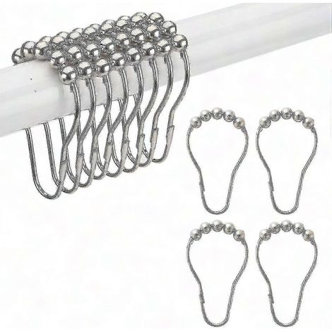 Duschvorhanghaken, Metall, 12 Ringe für Duschvorhangstangen, robuste Ausführung, Badezimmerhalterungen, 12er-Packung (1/2)