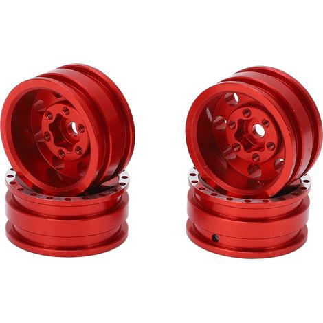 Metallfelgen mit 8 runden Löchern für Axial SCX24 1/24 ferngesteuertes Kletterauto, rot (1/5)