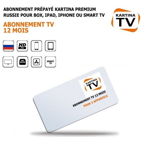 Abonnement Tv prépayé Kartina Premium Russie 12 mois pour Box, iPad, iPhone ou Smart TV, 150 Chaînes, jusqu'à 3 appareils, sans parabole (1/2)