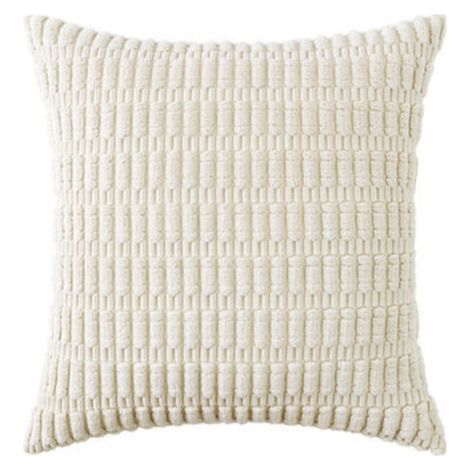 Set of 2 white corduroy cushion covers, chain pattern, modern luxury, 45x45 cm, for bedroom, living room, office, bed. (1/3)
