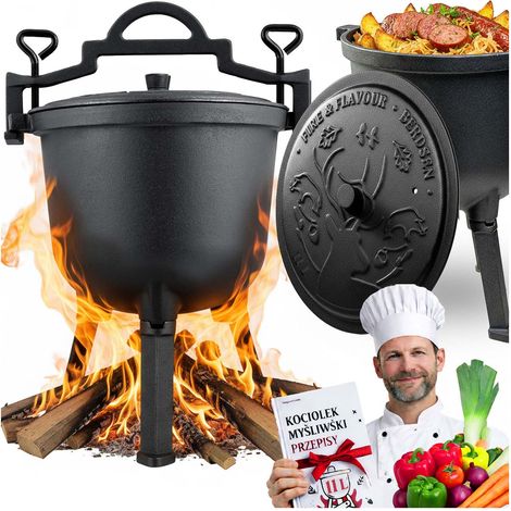 Caldero de hierro fundido de 11 l para asar carne en fogatas o parrillas BD-482 348210 (1/5)