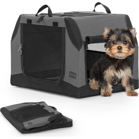 Hundetransportbox faltbar für Auto, Kofferraum/Rückbank, Grau, Größe S (1/5)