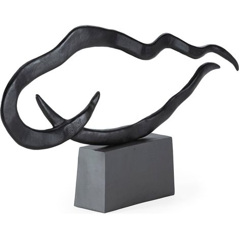 Sculpture décorative en aluminium MIZZO L 118cm – Bronze noirâtre & Plomb antique (1/2)