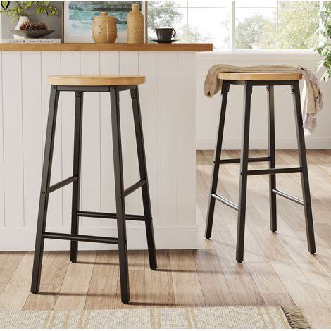 Set di 2 sgabelli da bar 63 cm, MDF e metallo, 150 kg, con 2 poggiapiedi OKMYHOME (1/5)