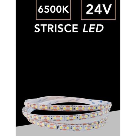TrAdE Shop Traesio - Striscia Led Flessibile Dc 24v 100w Smd 2835 Monocolore 120led/mt Bobina 10mt 2835-10m-24v - -Bianco Freddo - (1/2)