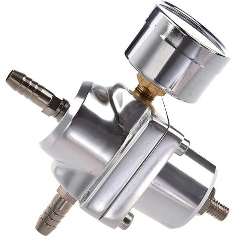 YMYNY Universal-Kraftstoffdruckregler für Autos, einstellbar, mit Manometer, silberfarben (1/3)