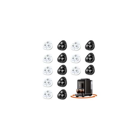Lot de 16 mini roulettes à billes autocollantes à 360° pour meubles, friteuse, mixeur, machine à café, poubelle, noir et blanc