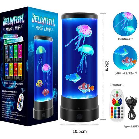 Lavalampe in Quallenform, sensorische Aquariumlampe für alle Altersgruppen, ferngesteuerte USB-Tischlampe (1/5)