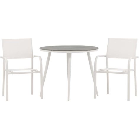 Break set de jardin table Ø90cm gris, 2 chaises Santorini blanc. (1/5)