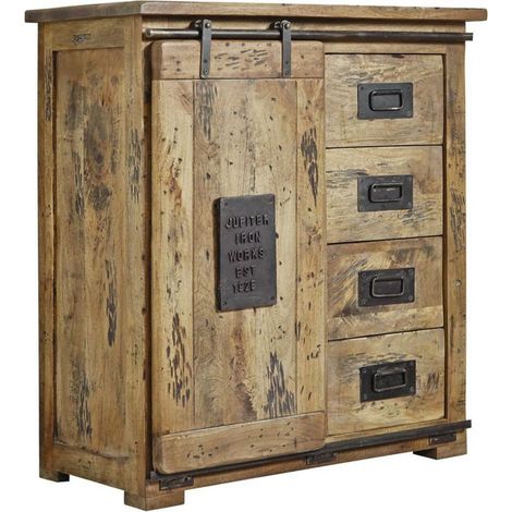 Kommode Mango 90x45x100 natur lackiert RAILWAY 103 (1/3)