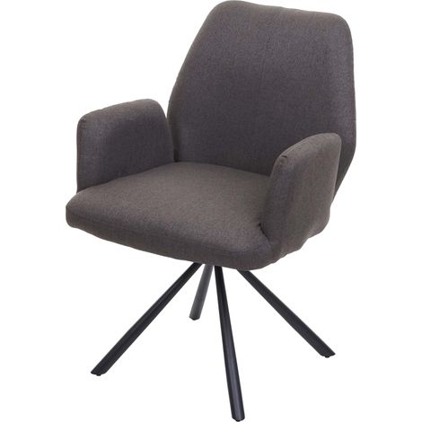 Chaise de salle à manger fauteuil de bureau en tissu gris-brun en acier design pivotant rétro et moderne 040002276
