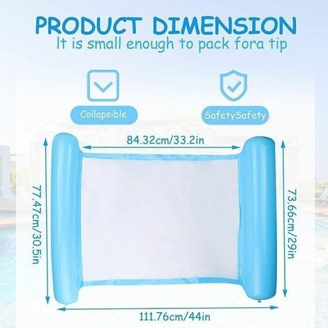 Mehrzweck-Schwimmhängematte, 4-in-1 aufblasbare Pool-Schwimmhilfe, neigbare Schwimmhängematte, faltbare Mehrzweck-Wasserhängematte, tragbare Schwimmhängematte, ultraleichte Schwimmhilfe (Blau) (1/3)