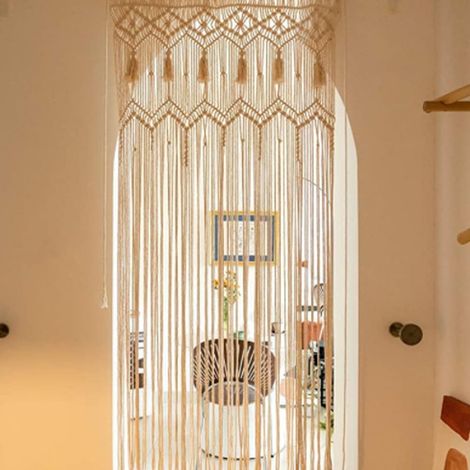 72×190 cm Decoration Boheme Rideau de Porte Rideaux Beige Boheme, Tapisserie Murales Boho, Rideau Macramé Bohème, pour Décoration de Porte et Fenêtre Mariage Moderne Décoration de Salon (1/5)