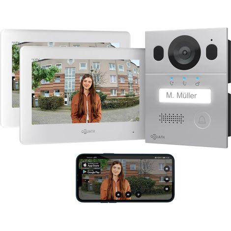 GOLIATH Basic 2-Draht BUS Video Türsprechanlage  FullHD  App  150°  1 Familie  Unterputz  2 x Innenstationen
