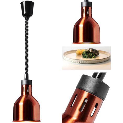 Lampada riscaldante a infrarossi per alimenti, a sospensione, in ottone, diametro 17,5 cm, 250 W (1/5)