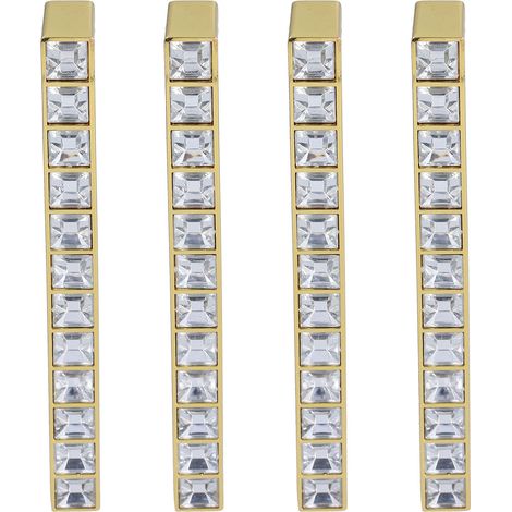 Ensemble de 4 poignées de porte de placard modernes en cristal, motif diamant, double trou, entraxe de 128 mm (1/5)