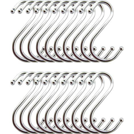 Ganci a S in acciaio inox, ganci da cucina, ganci a forma di S per appendere utensili da cucina (confezione da 20) (1/5)