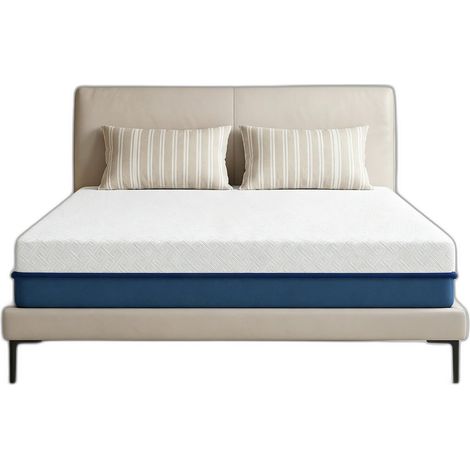 Matelas 160x200 cm en mousse mémoire de forme avec gel et extrait de thé vert, fermeté moyenne, housse amovible et lavable (1/5)
