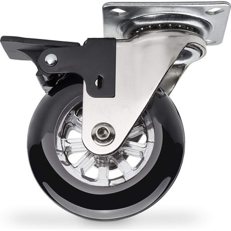 Möbelrolle SWIFT Ø 75 mm Tragkraft bis 35 Kg je Rolle Schwarz mit Feststeller
