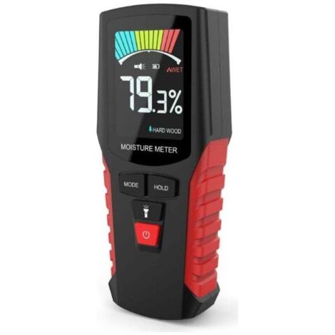 Humidimètre pour bois - Testeur d'humidité pour bois de chauffage, mur, sol, matériaux de construction - Mesure de l'humidité du bois (1/5)