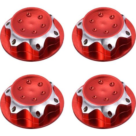 Lot de 4 écrous de roue hexagonaux pour voiture télécommandée, échelle 1/8, 17 mm, antidérapants et anti-poussière pour camion tout-terrain, Losi Team-C, roues et pneus Rouge