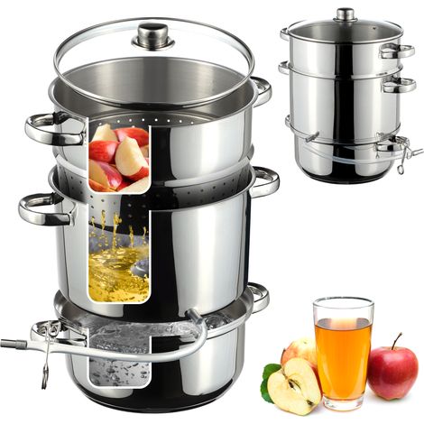 KADAX Dampfentsafter, 8L Fruchtentsafter aus Edelstahl mit Glasdeckel, Spülmaschinengeeigneter Entsa