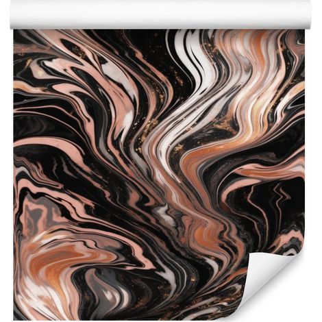 Papier peint orange encre, rouille et marron pour salon et chambre 50x1000 cm (1/5)