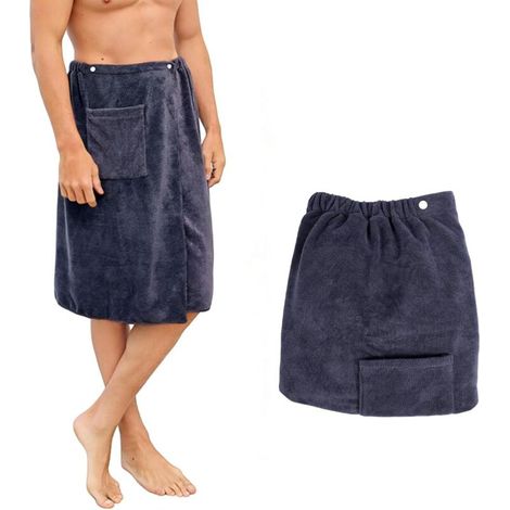 Kilt de Sauna Homme, Robe de Bain Microfibre Super Absorbante, 70x140 cm, Paréo de Sauna à Séchage Rapide avec Fermeture Réglable, Idéale pour Sauna, Spa, Douche, Plage et Piscine (1/5)