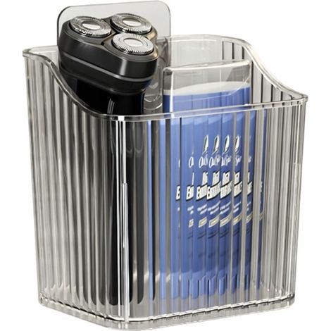 Étagère murale de rangement de salle de bain transparent avec adhésif (1/5)