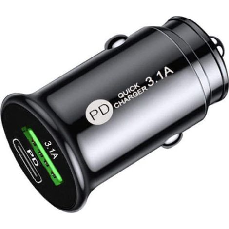 Chargeur voiture portable (USB-A 3.1 A Type-C 3.1 A 5V PD) prise USB C auto charge batteries pour voiture Allume-cigare USB chargeur compatible avec iPhone13 12 Samsung S20 Huawei iPad MacBook AirPods (1/5)