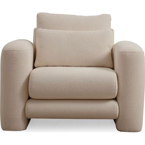 Fauteuil en tissu teddy beige - Amaya
