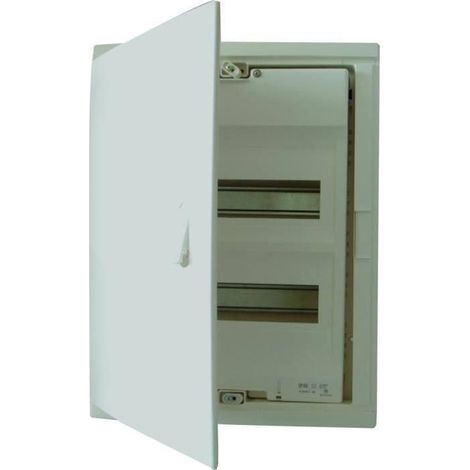 Legrand – Coffret de communication encastré 2 rangées avec porte isolante blanche – 24 modules – IP30 pour cloisons creuses – Entraxe 125 mm