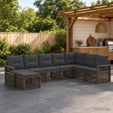 Set Divano da Giardino 8 pcs Grigio polyrattan vidaXL (1/5)