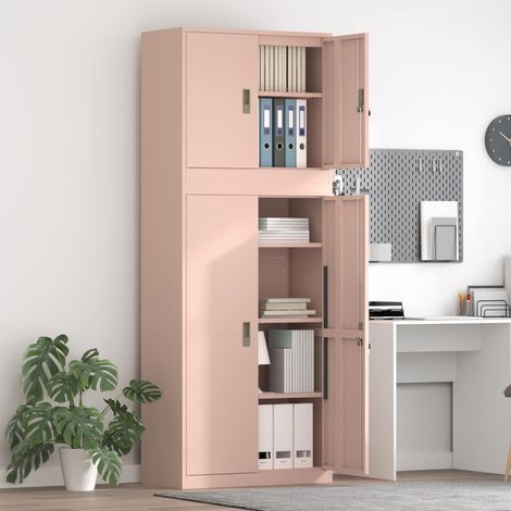 vidaXL Armario de almacenamiento 2 uds. Rosa 80 x 40 x 210 cm Acero (1/5)