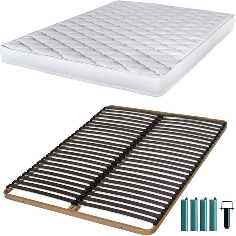 Matelas mousse + Sommier métal C224 140x190 Marly - Hauteur 15 cm - Soutien ferme (1/5)