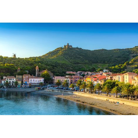 Tableau sur toile plage de Collioure 30x45 cm - Impression sur Toile Murale Décorative - Image imprimée en HD sur Toile - Toile sur Châssis en Bois FSC - Fabriqué en France (1/4)