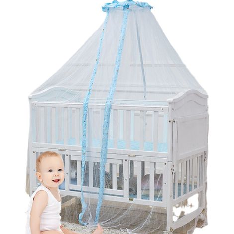 Moustiquaire  pour lit bébé, lit enfant, baldaquin, lavable, filet anti-insectes,bleu (1/3)