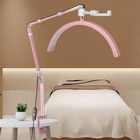 Lampe LED demi-lune pour extensions de cils, luminosité réglable de 3000K à 6000K avec support pour téléphone (1/3)