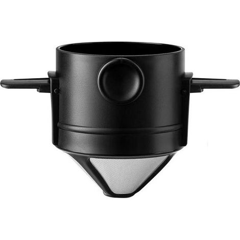 Filtre à café - Filtre à café filtre en acier inoxydable - Réutilisable à l'infini - Système d'infusion sans papier - Idéal pour la maison, les voyages et le camping - Noir (1/5)