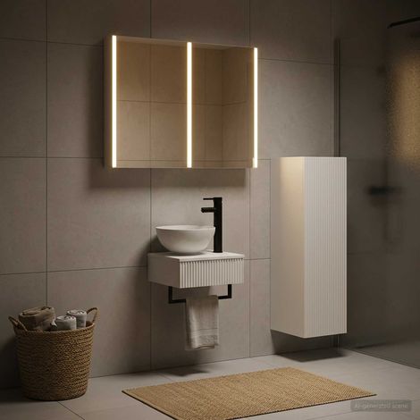vidaXL Bathroom Cabinet Set 4 pcs White Engineered Wood (1/5)