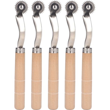 Lot de 5 roulettes à tracer en acier inoxydable avec manche en bois, outil de marquage et perforation pour couture (1/5)