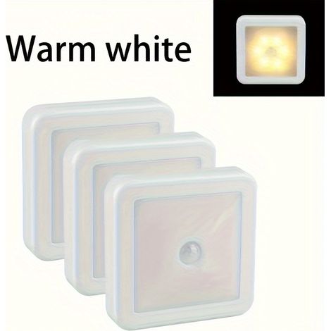 Confezione da 3 luci notturne a LED con sensore di movimento, adatte per bagni, comodini, corridoi, disimpegni, servizi igienici, scale e armadi - luci notturne intelligenti, facili da installare, luc