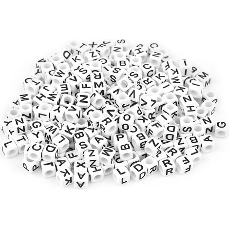 300 perles cubes acryliques blanches lettres A-Z pour création de bracelets colliers DIY accessoires (1/5)