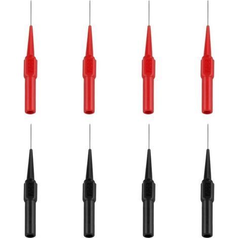 8pcs Test Probe Set, Stainless Steel Test Leads for Multimeter, Multifunctional Test Probes for Multimeter, Electrician, Laboratories (Red and Black) (1/4)
