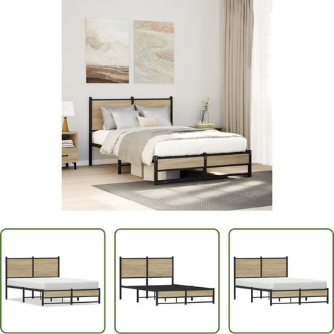 Metallbettgestell - Metallbett ohne Matratze Sonoma-Eiche 120x190 cm (1/5)